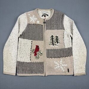 Red Cardinal‎ Bird Women's Size Small Sweater Zip Up Northern Reflection